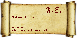 Nuber Erik névjegykártya